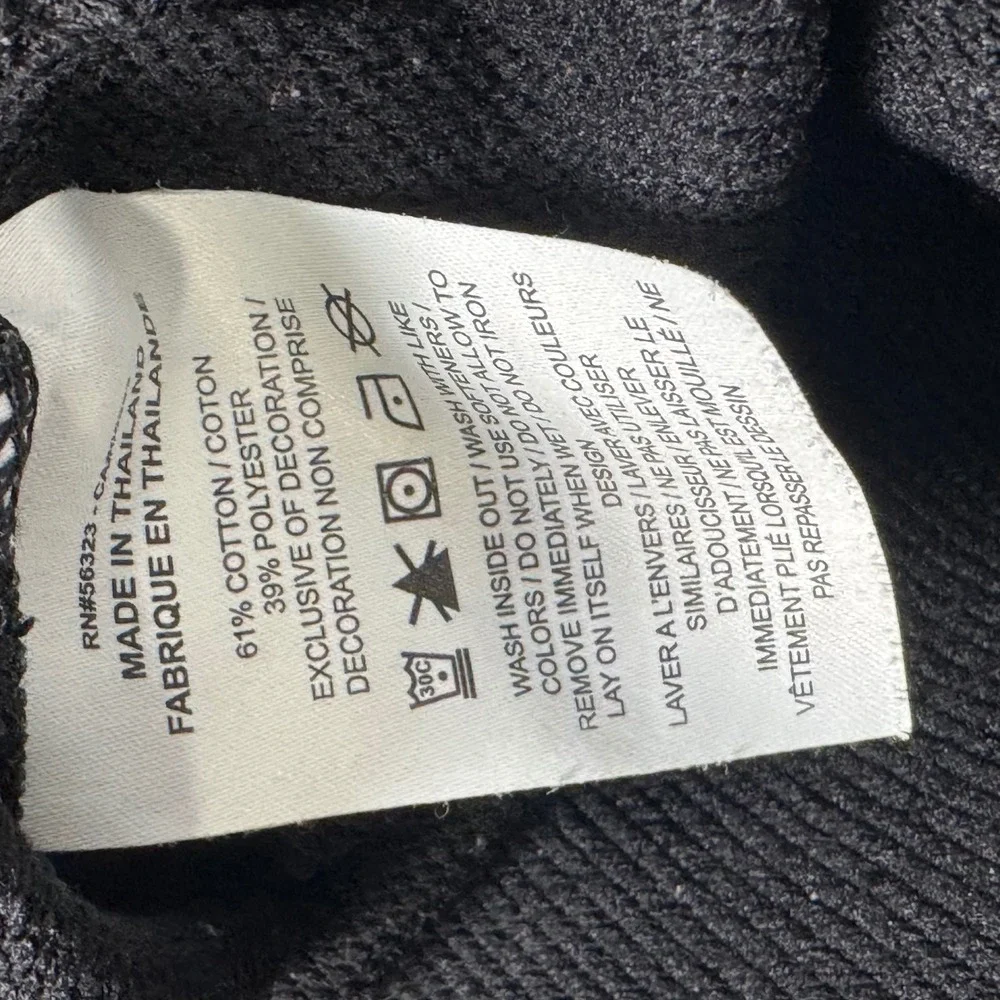 Nike Sweatshirt Womens Medium Black Cropped Chenille Swoosh Pullover 3122